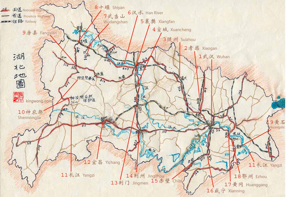 map of Hubei