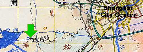 map with location of Zhujiajiao town