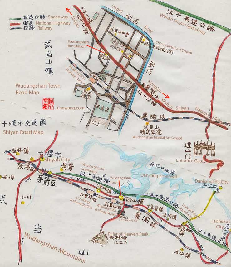 map of Shiyan City and Wudangshan mountain
