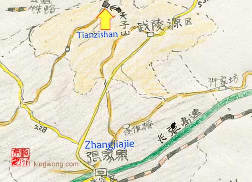 location map of Tianzishan Mountains
