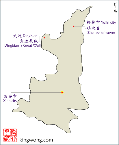陕西地图 map of Shaanxi